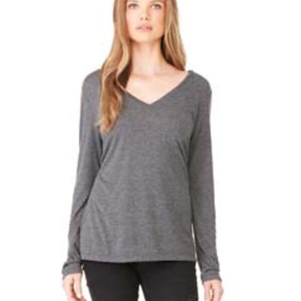 Ladies' Flowy Long-Sleeve V-Neck Thumbnail